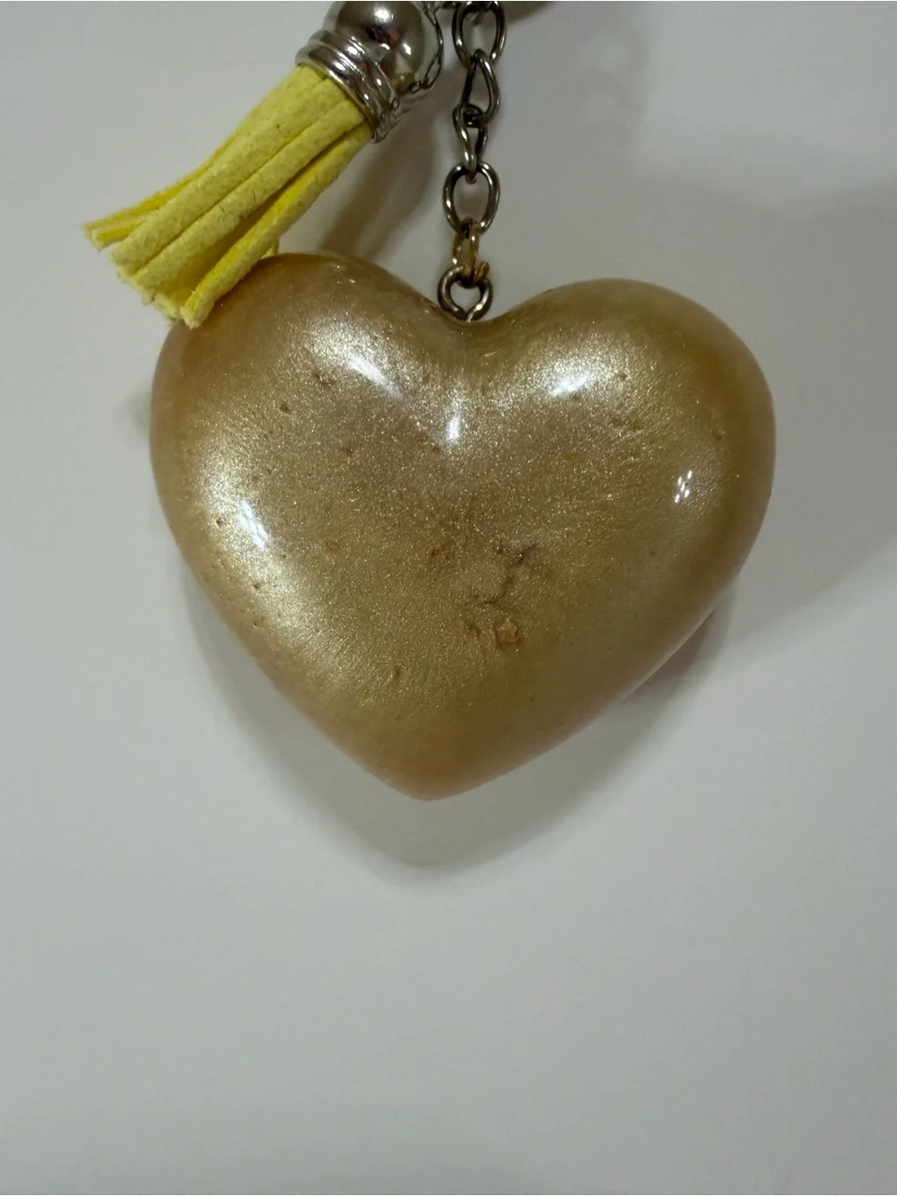 Shimmery Heart Keychain with Tassel